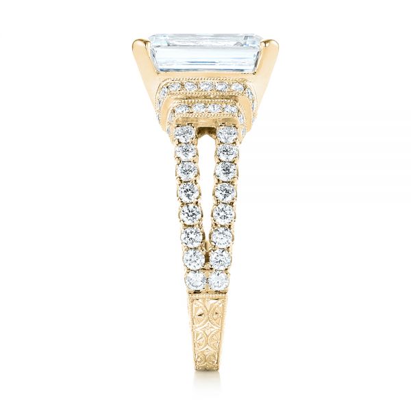 14k Yellow Gold 14k Yellow Gold Emerald Diamond Engagement Ring - Side View - 103715