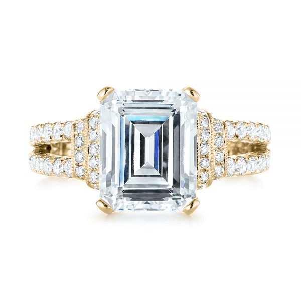 18k Yellow Gold 18k Yellow Gold Emerald Diamond Engagement Ring - Top View -  103715