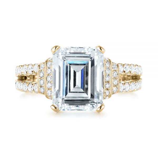14k Yellow Gold 14k Yellow Gold Emerald Diamond Engagement Ring - Top View - 103715