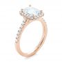 18k Rose Gold 18k Rose Gold Emerald Halo Diamond Engagement Ring - Three-Quarter View -  103997 - Thumbnail