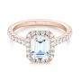 14k Rose Gold 14k Rose Gold Emerald Halo Diamond Engagement Ring - Flat View -  103997 - Thumbnail