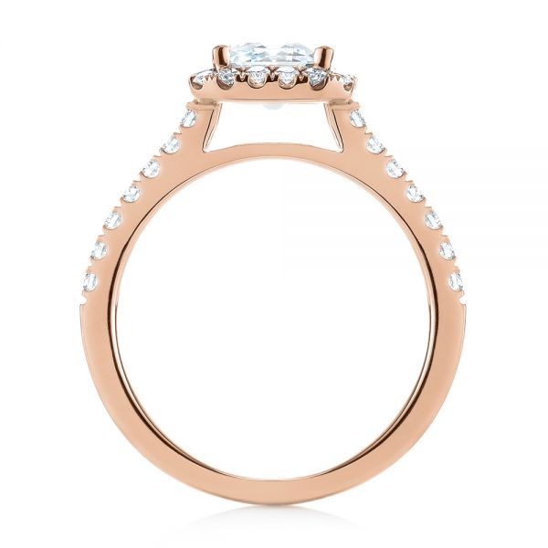18k Rose Gold 18k Rose Gold Emerald Halo Diamond Engagement Ring - Front View -  103997