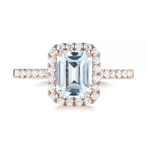 18k Rose Gold 18k Rose Gold Emerald Halo Diamond Engagement Ring - Top View -  103997