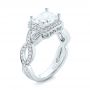 14k White Gold Emerald Halo Diamond Engagement Ring - Three-Quarter View -  103995 - Thumbnail