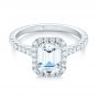 14k White Gold Emerald Halo Diamond Engagement Ring - Flat View -  103997 - Thumbnail