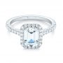 18k White Gold 18k White Gold Emerald Halo Diamond Engagement Ring - Flat View -  103997 - Thumbnail