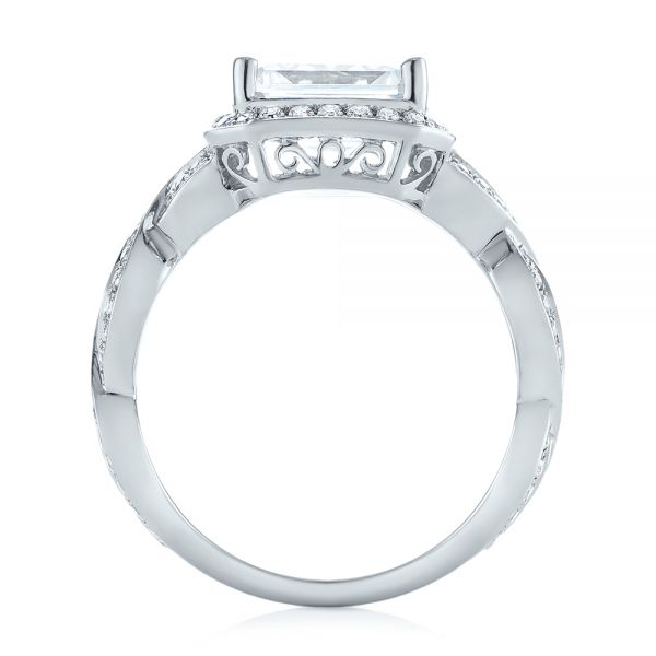 14k White Gold Emerald Halo Diamond Engagement Ring - Front View -  103995