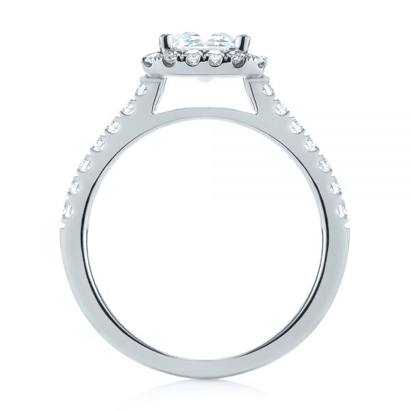 14k White Gold Emerald Halo Diamond Engagement Ring - Front View -  103997