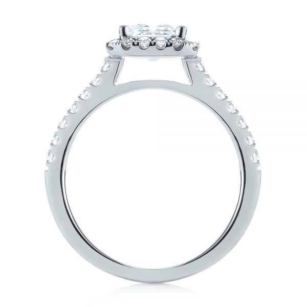 14k White Gold Emerald Halo Diamond Engagement Ring - Front View - 103997