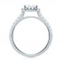 14k White Gold Emerald Halo Diamond Engagement Ring - Front View -  103997 - Thumbnail
