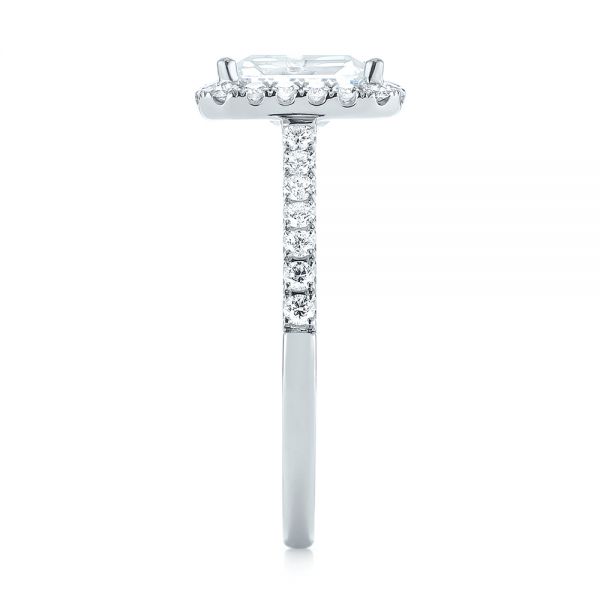 14k White Gold Emerald Halo Diamond Engagement Ring - Side View - 103997