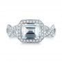 14k White Gold Emerald Halo Diamond Engagement Ring - Top View -  103995 - Thumbnail