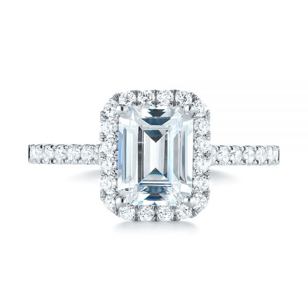  Platinum Platinum Emerald Halo Diamond Engagement Ring - Top View -  103997