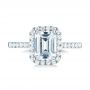 14k White Gold Emerald Halo Diamond Engagement Ring - Top View -  103997 - Thumbnail