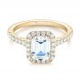 14k Yellow Gold 14k Yellow Gold Emerald Halo Diamond Engagement Ring - Flat View -  103997 - Thumbnail