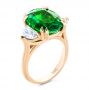 18k Rose Gold 18k Rose Gold Emerald Three Stone Engagement Ring - Three-Quarter View -  107447 - Thumbnail