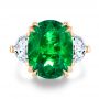18k Rose Gold 18k Rose Gold Emerald Three Stone Engagement Ring - Top View -  107447 - Thumbnail