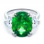  Platinum Platinum Emerald Three Stone Engagement Ring - Flat View -  107447 - Thumbnail