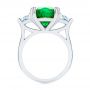 18k White Gold 18k White Gold Emerald Three Stone Engagement Ring - Front View -  107447 - Thumbnail