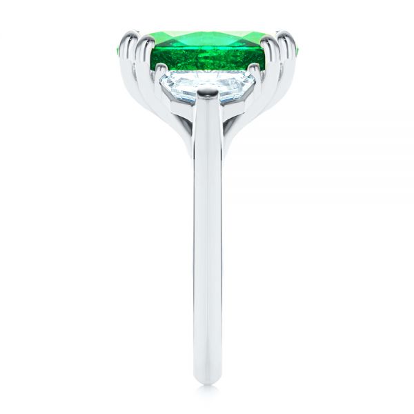 14k White Gold 14k White Gold Emerald Three Stone Engagement Ring - Side View - 107447