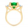 18k Yellow Gold Emerald Three Stone Engagement Ring - Front View -  107447 - Thumbnail