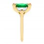 18k Yellow Gold Emerald Three Stone Engagement Ring - Side View -  107447 - Thumbnail