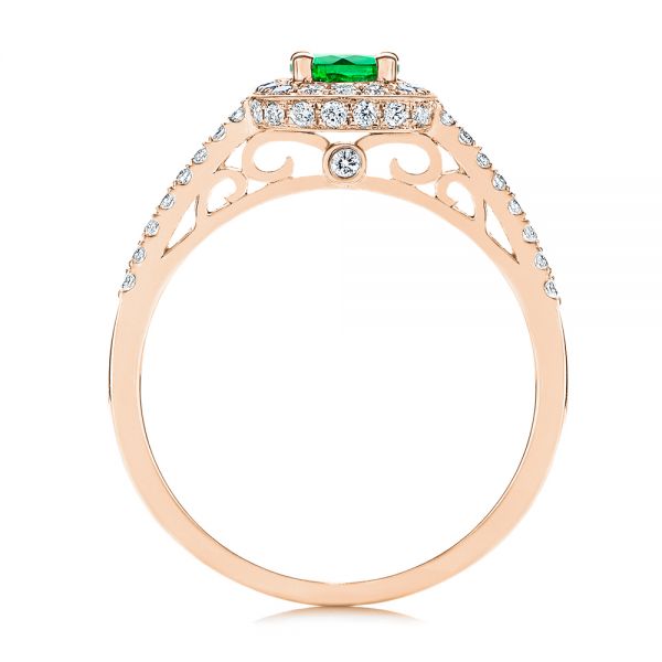 18k Rose Gold 18k Rose Gold Emerald And Diamond Peekaboo Engagement Ring - Front View -  106018 - Thumbnail