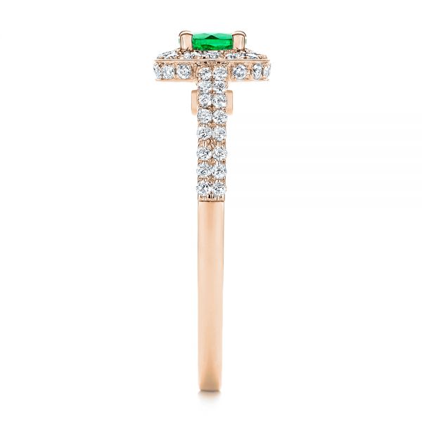 14k Rose Gold 14k Rose Gold Emerald And Diamond Peekaboo Engagement Ring - Side View -  106018 - Thumbnail