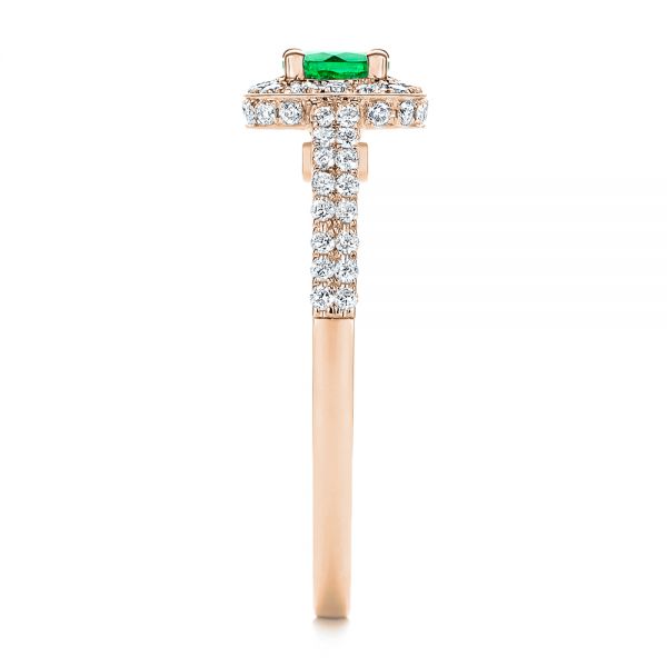14k Rose Gold 14k Rose Gold Emerald And Diamond Peekaboo Engagement Ring - Side View - 106018