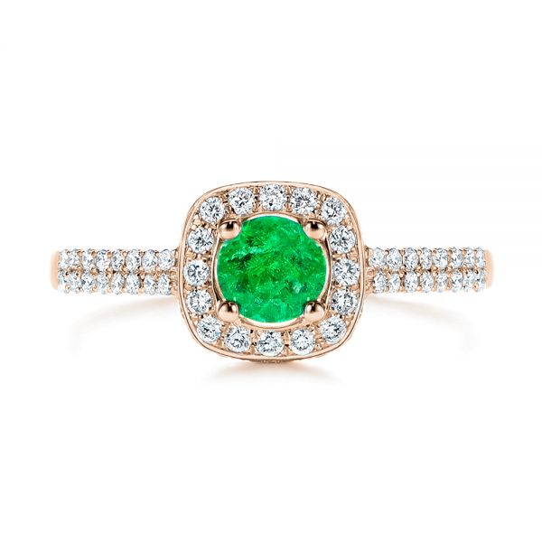 14k Rose Gold 14k Rose Gold Emerald And Diamond Peekaboo Engagement Ring - Top View - 106018