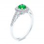 14k White Gold Emerald And Diamond Peekaboo Engagement Ring - Three-Quarter View -  106018 - Thumbnail