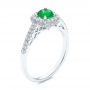 18k White Gold 18k White Gold Emerald And Diamond Peekaboo Engagement Ring - Three-Quarter View -  106018 - Thumbnail