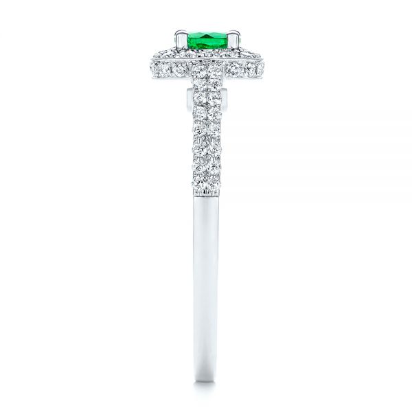 14k White Gold Emerald And Diamond Peekaboo Engagement Ring - Side View -  106018