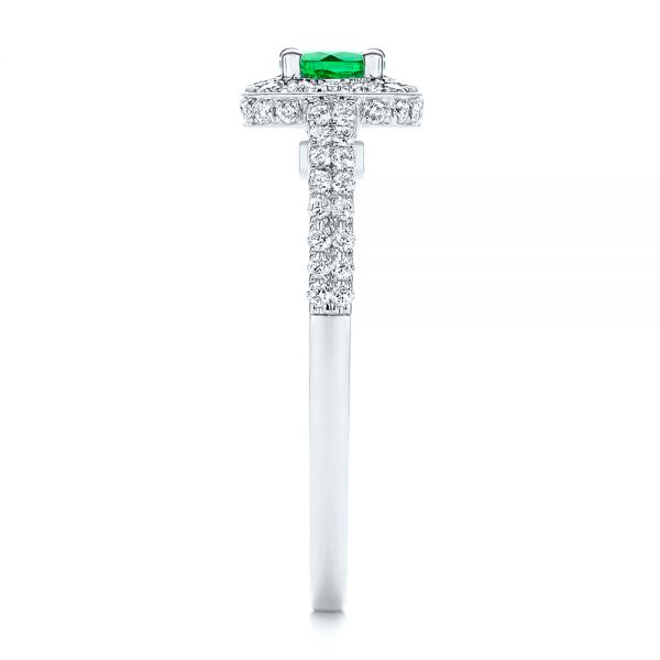 14k White Gold Emerald And Diamond Peekaboo Engagement Ring - Side View - 106018