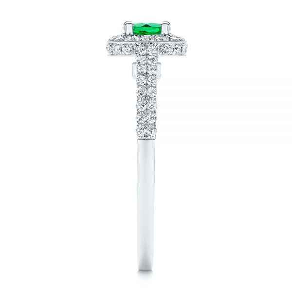 14k White Gold Emerald And Diamond Peekaboo Engagement Ring - Side View -  106018 - Thumbnail