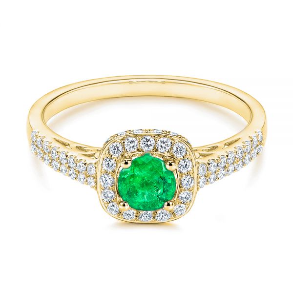14k Yellow Gold 14k Yellow Gold Emerald And Diamond Peekaboo Engagement Ring - Flat View -  106018 - Thumbnail