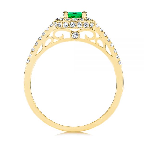 18k Yellow Gold 18k Yellow Gold Emerald And Diamond Peekaboo Engagement Ring - Front View -  106018 - Thumbnail