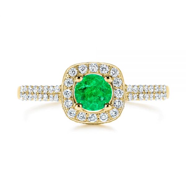 18k Yellow Gold 18k Yellow Gold Emerald And Diamond Peekaboo Engagement Ring - Top View -  106018 - Thumbnail