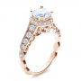 18k Rose Gold 18k Rose Gold Engagement Ring Tapered Diamond Side Stones - Vanna K - Three-Quarter View -  100042 - Thumbnail