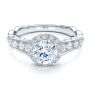 18k White Gold Engagement Ring Tapered Diamond Side Stones - Vanna K - Flat View -  100042 - Thumbnail