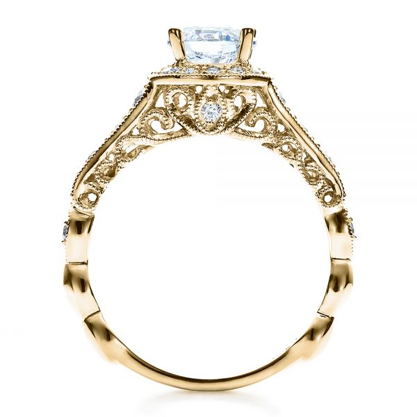 14k Yellow Gold 14k Yellow Gold Engagement Ring Tapered Diamond Side Stones - Vanna K - Front View -  100042