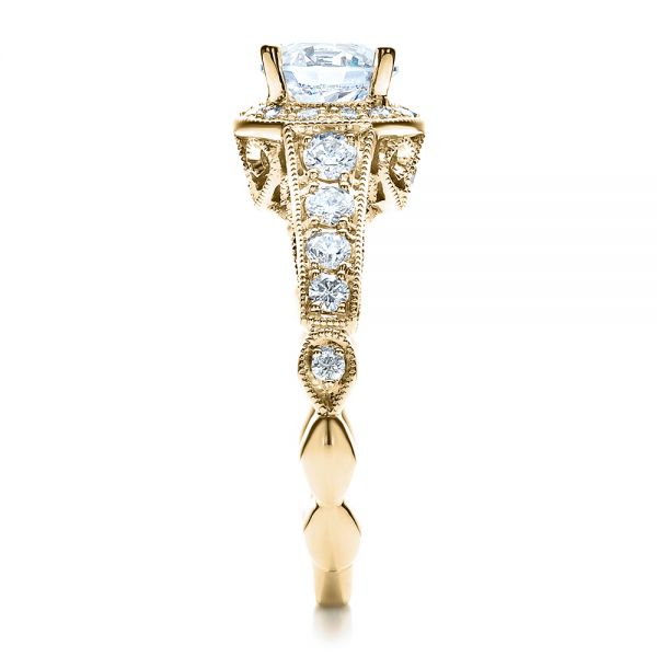14k Yellow Gold 14k Yellow Gold Engagement Ring Tapered Diamond Side Stones - Vanna K - Side View -  100042