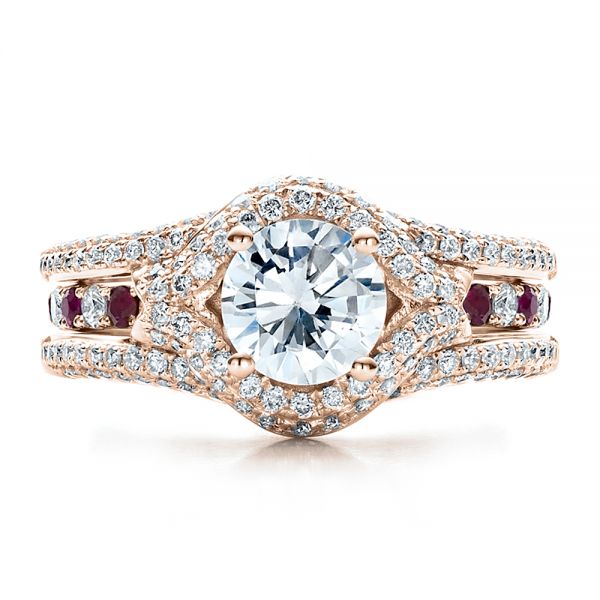 14k Rose Gold 14k Rose Gold Engagement Ring With Eternity Band - Three-Quarter View - 100006
