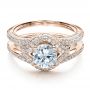 14k Rose Gold 14k Rose Gold Engagement Ring With Eternity Band - Flat View -  100006 - Thumbnail