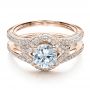 14k Rose Gold 14k Rose Gold Engagement Ring With Eternity Band - Flat View -  100006 - Thumbnail