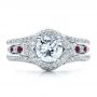 18k White Gold Engagement Ring With Eternity Band - Three-Quarter View -  100006 - Thumbnail
