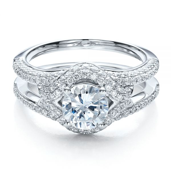  Platinum Platinum Engagement Ring With Eternity Band - Flat View -  100006