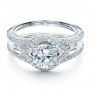 18k White Gold Engagement Ring With Eternity Band - Flat View -  100006 - Thumbnail