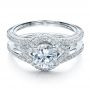 14k White Gold 14k White Gold Engagement Ring With Eternity Band - Flat View -  100006 - Thumbnail