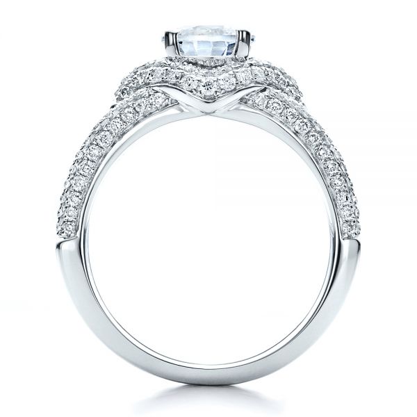 18k White Gold Engagement Ring With Eternity Band - Front View -  100006